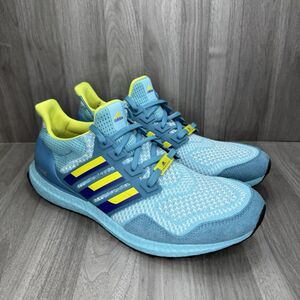 Adidas Men's Light Blue and Neon Yellow Athletic Shoes